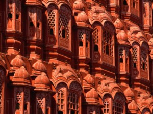 Carved red and pink, Hawa Mahal