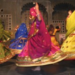 Rajasthani women performing in bright Ghagras